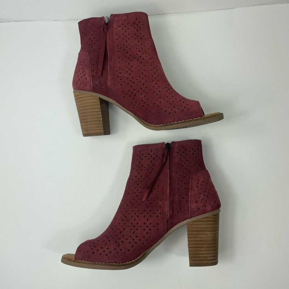 TOMS Majorca Peep Toe Perforated Ankle Bootie - Picture 3 of 8